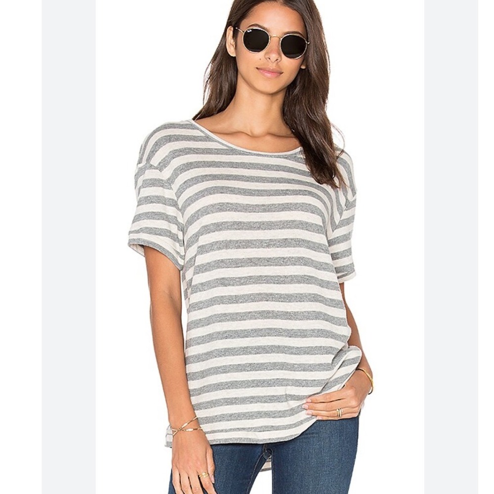 Wilt Sweat Elbow Sleeve Tee Striped Shirt USA Size S Cotton‎ Cashmere Silk Blend